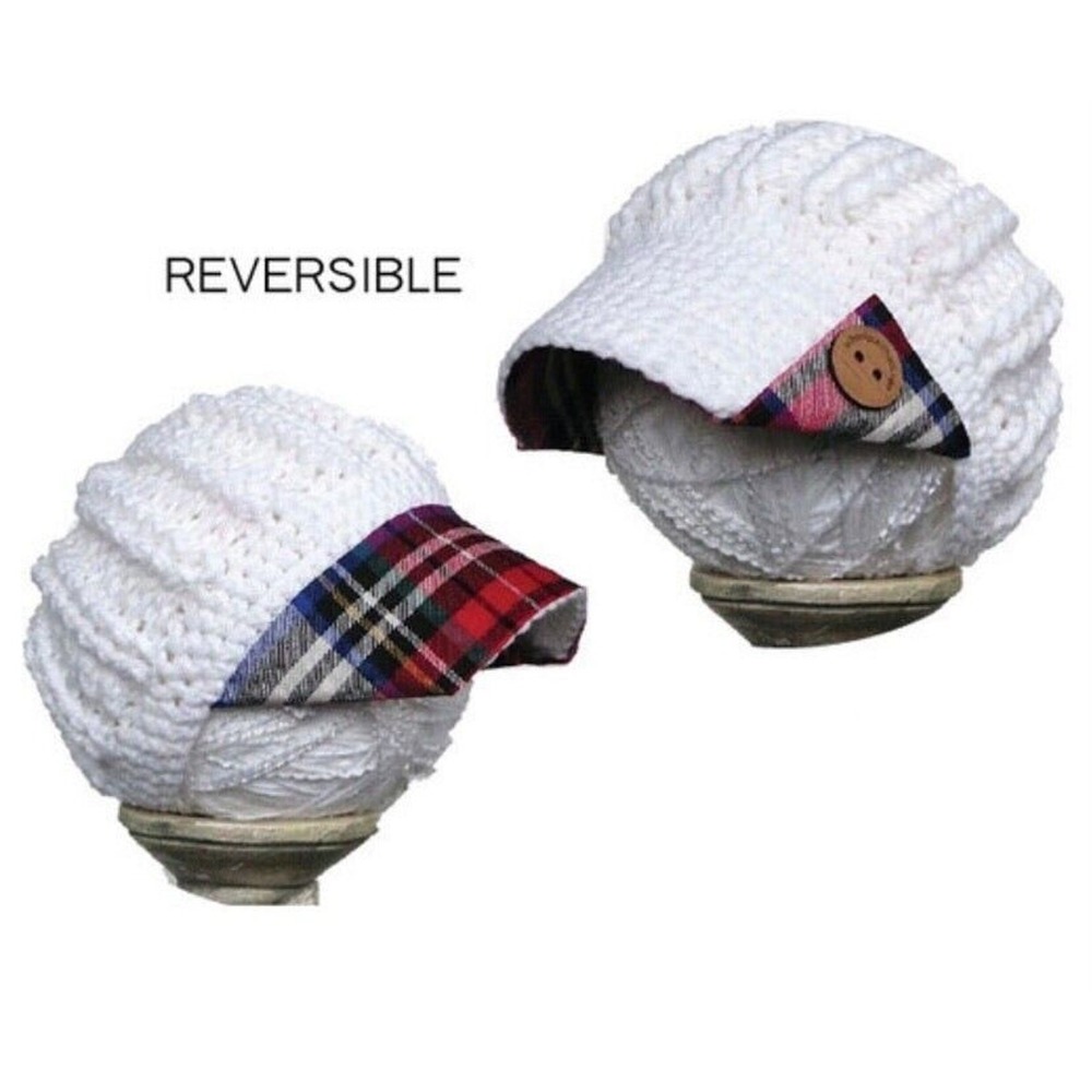 Plaid Spirit Reversible Plaid Knit Kids Hats